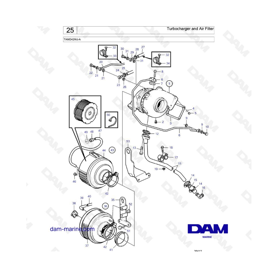 Volvo Penta TAMD42WJ-A - Turbocharger & air filter