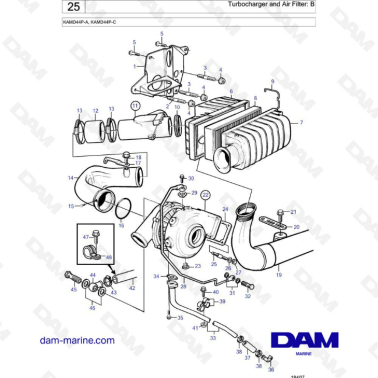 Volvo Penta KAMD44P-A / MAD44P-C - Turbocharger & air filter: B