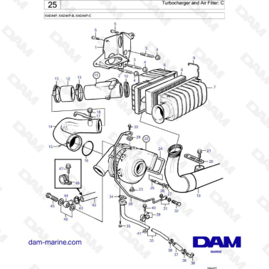 Volvo Penta KAD44P/KAD44P-B/KAD44P-C - Turbocharger & air filter: C