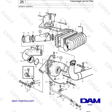 Volvo Penta KAD300-A / KAMD300-A - Turbocharger & air filter