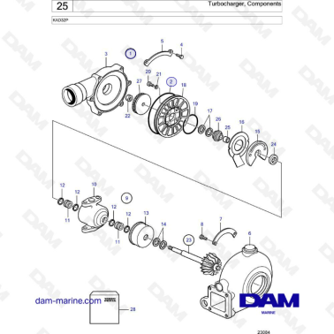 Volvo Penta KAD32P - Turbocharger, components