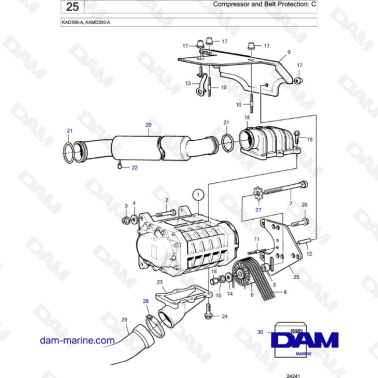Volvo Penta KAD300-A/KAMD300-A - Compressor & belt protection: C