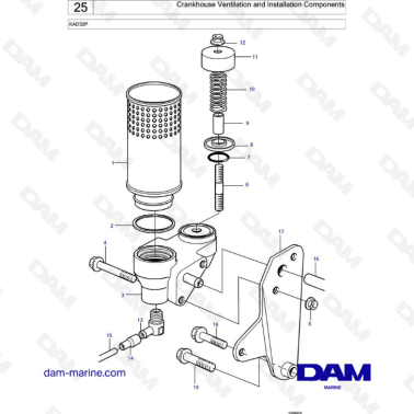 Volvo Penta KAD32P - Crankhouse ventilation & installation components