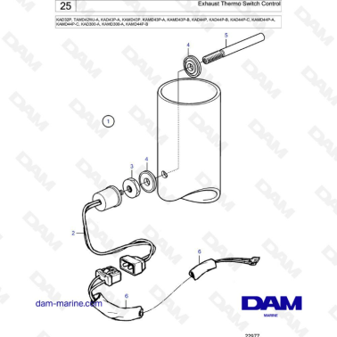 Volvo Penta KAD32/TAMD42/KAD43/KAMD43/KAD44/KAMD44/KAD300 - Exhaust thermo switch control