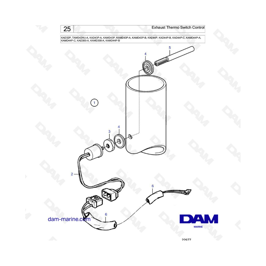 Volvo Penta KAD32/TAMD42/KAD43/KAMD43/KAD44/KAMD44/KAD300 - Exhaust thermo switch control Volvo Penta KAD32/TAMD42/KAD43/KAMD43/KAD44/KAMD44/KAD300 - Exhaust thermo switch control