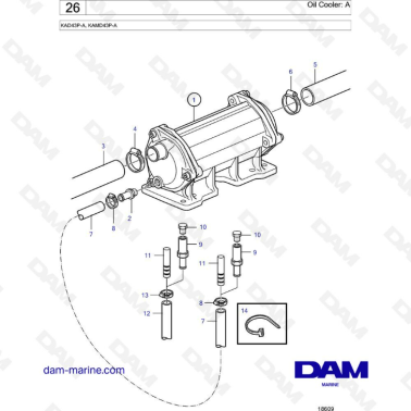Volvo Penta KAD43P-A / KAMD43P-A - Oil cooler: A