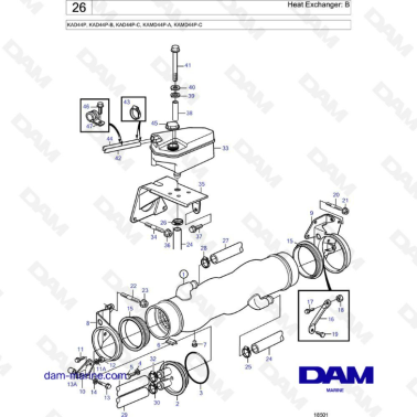 Volvo Penta KAD44P/KAD44P-B/KAD44P-C/KAMD44P-A/KAMD44P-C - Heat exchanger: B