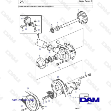 Volvo Penta KAD44P/KAD44P-B/KAD44P-C/KAMD44P-A/KAMD44P-C - Water pump: C
