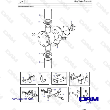 Volvo Penta KAMD44P-A / KAMD44P-C - Sea water pump: C