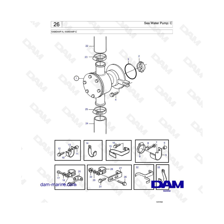 Volvo Penta KAMD44P-A / KAMD44P-C - Sea water pump: C 