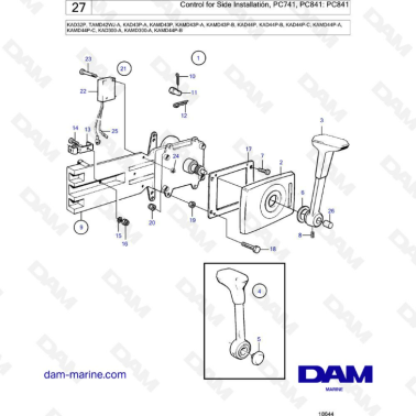 Volvo Penta KAD32/KAD42/KAMD42/KAMD43/KAD43/KAD44/KAMD44 - Control for side installation: PC841