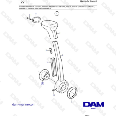 Volvo Penta KAD32/TAMD42/KAD43/KAMD43/KAD44/KAMD44/KAD300/KAMD300 - Handle for control