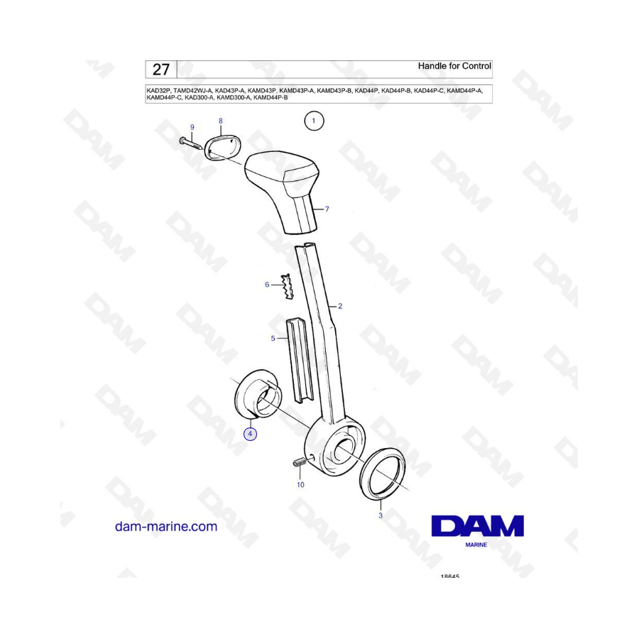 Volvo Penta KAD32/TAMD42/KAD43/KAMD43/KAD44/KAMD44/KAD300/KAMD300 - Handle for control