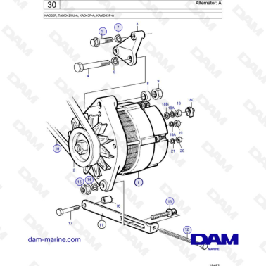 Volvo Penta KAD32P/TAMD42WJ-A/KAD43P-A/KAMD43P-A - Alternator: A