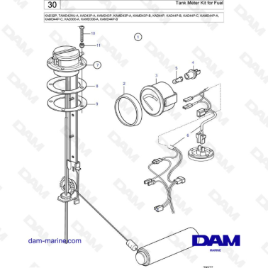 Volvo Penta KAD32P / TAMD42 / KAD43 / KAMD43 / KAD44 / KAMD44 / KAD300 - Tank meter kit for fuel