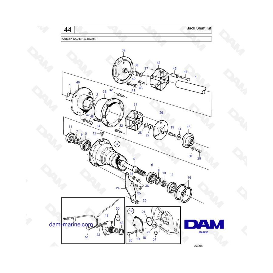 Volvo Penta KAD32P/KAD43P-A/KAD44P - Jack shaft kit