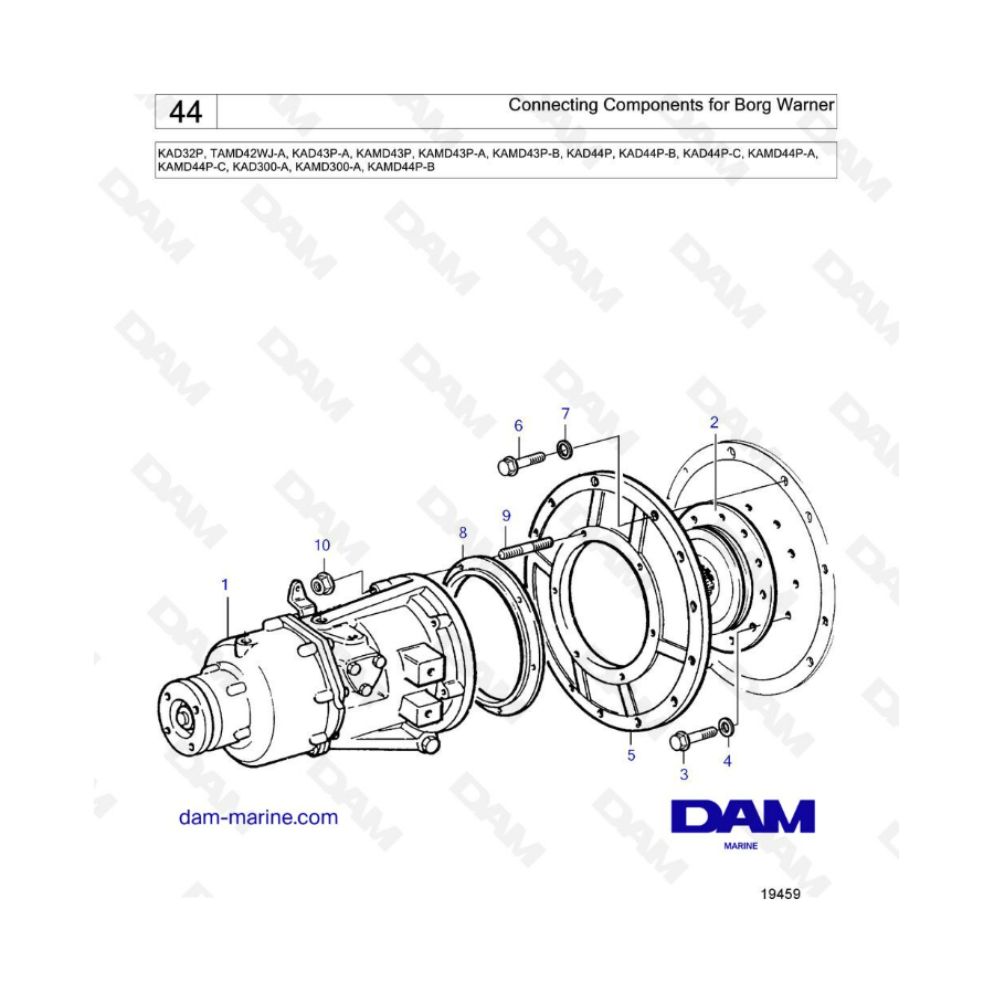 Volvo Penta KAD32/TAMD42/KAD43/KAMD43/KAD44/KAMD44 - Connecting components for borg warner