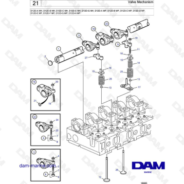 Volvo Penta D12D-A/D12D-B/D12D-C/D12D-E/D12D-G MH/MP - Valve mechanism