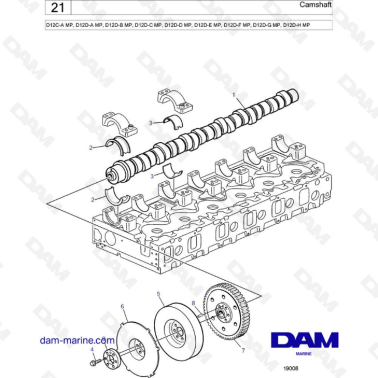 Volvo Penta D12C-A/D12D-A/D12D-B/D12D-C/D12D-D/D12D-E/D12D-F/D12D-G/D12D-H MP - Camshaft