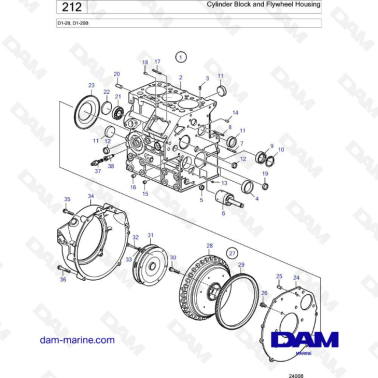 Volvo Penta D1-20 / D1-20B - Cylinder block & flywheel housing