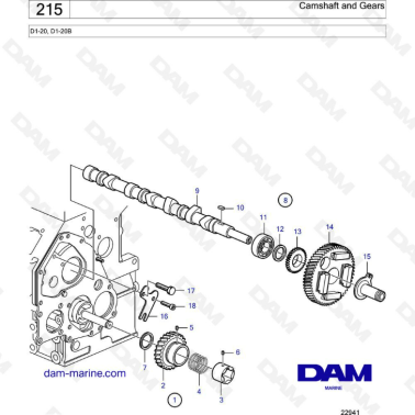 Volvo Penta D1-20 / D1-20B - Camshaft & Gears