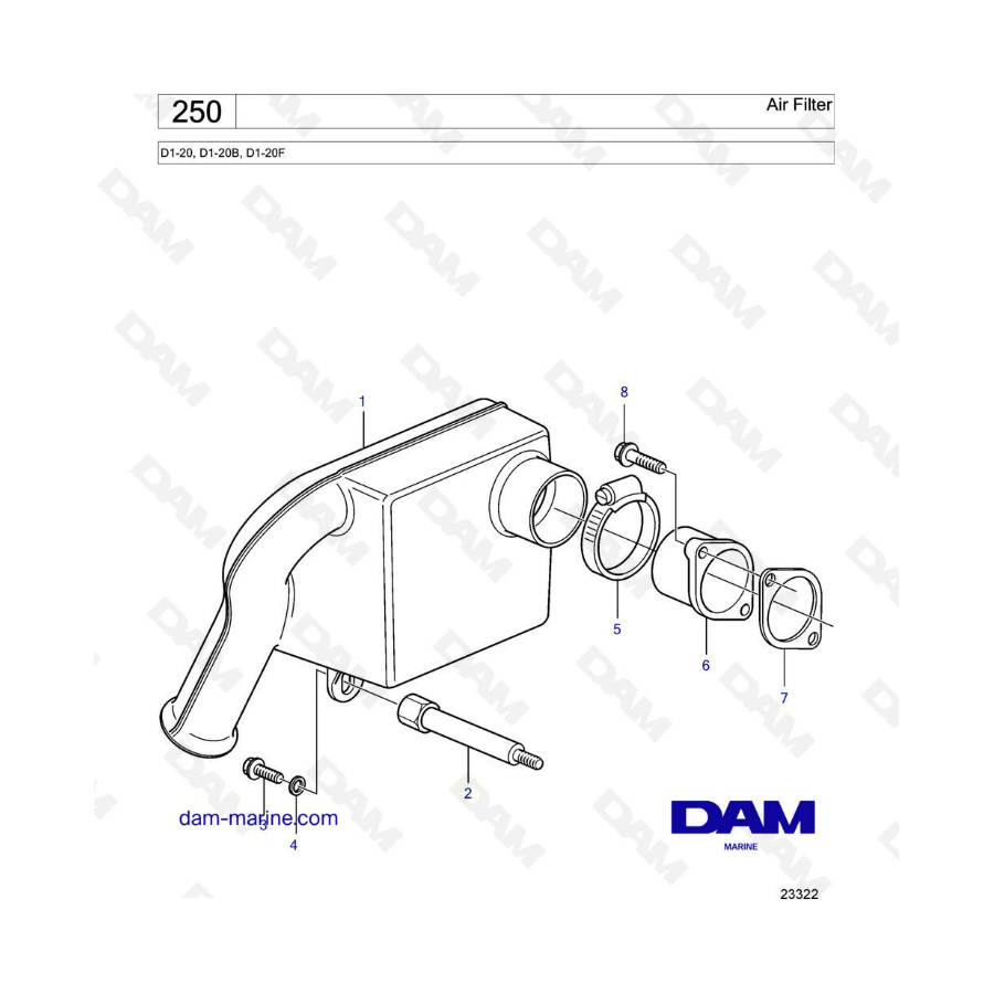 Filtro de aire para Volvo Penta D1-20 / D1-20B / D1-20F