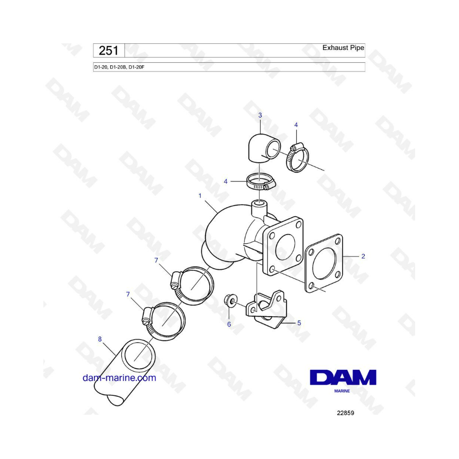 Volvo Penta D1-20/D1-20B/D1-20F-Exhaust pipe