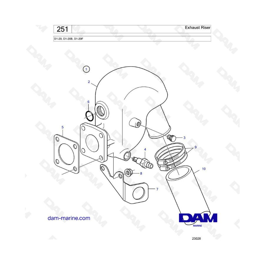 Volvo Penta D1-20/DA-20B/D1-20F - Exhaust riser