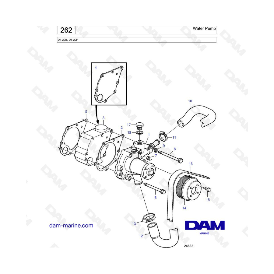 Volvo Penta D1-20B/D1-20F - Bomba de agua 