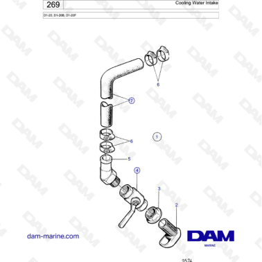 Volvo Penta D1-20/D1-20B/D1-20F - Cooling water intake