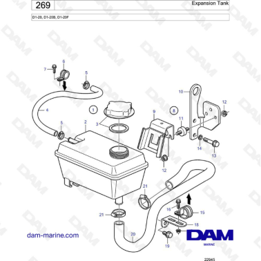 Volvo Penta D1-20/D1-20B/D1-20F - Expansion tank