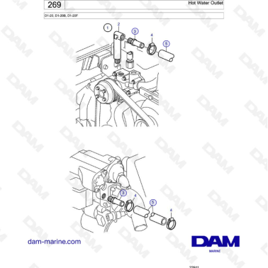 Volvo Penta D1-20/D1-20B/D1-20F - Hot water outlet