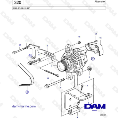 Volvo Penta D1-20/D1-20B/D1-20F - Alternator