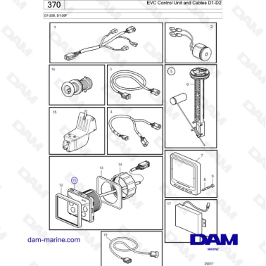 Volvo Penta D1-20B/D1-20F - EVC Control unit & cables D1-D2