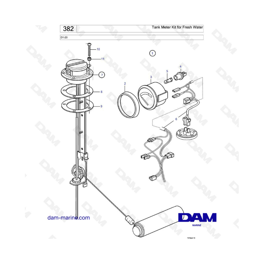 Volvo Penta D1-20 - Kit de medidor de tanque para agua dulce
