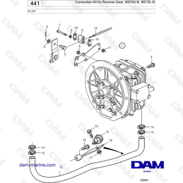 Volvo Penta D1-20F - Connection kit for reverse gear, MS15A-B / MS15L-B