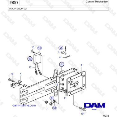 Volvo Penta D1-20/D1-20B/D1-20F - Control mechanism