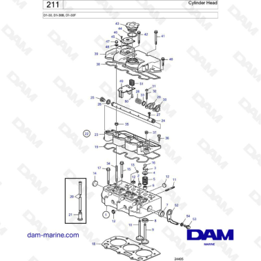 Volvo Penta D1-30 / D1-30B / D1-30F - Cylinder head