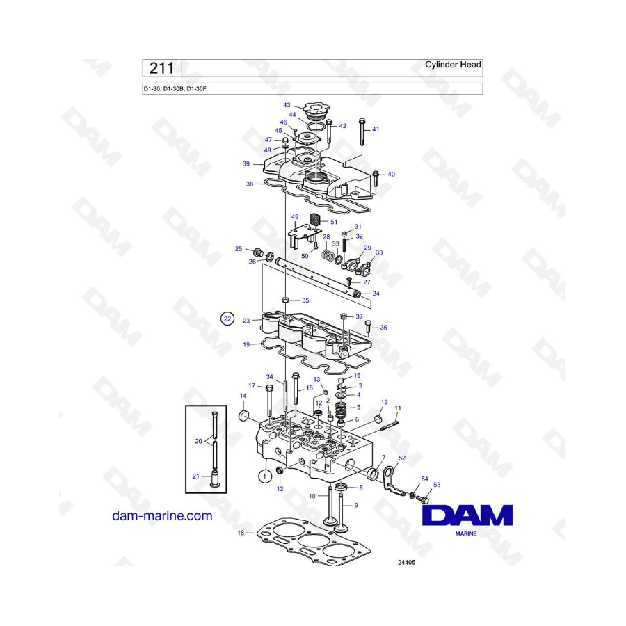 Culata de Volvo Penta D1-30 / D1-30B / D1-30F