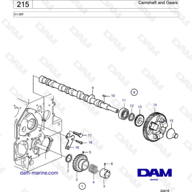 Volvo Penta D1-30F - Camshaft & gears