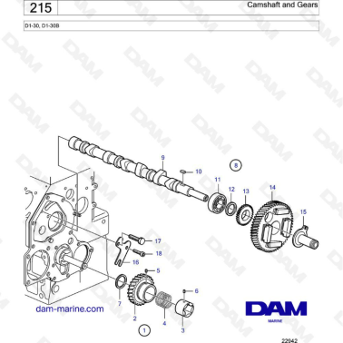Volvo Penta D1-30/D1-30B - Camshaft & gears