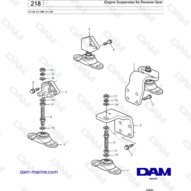 Volvo Penta D1-30/D1-30B/D1-30F - Engine suspension for reverse gear