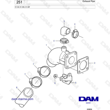 Volvo Penta D1-30 / D1-30B / D1-30F - Exhaust pipe