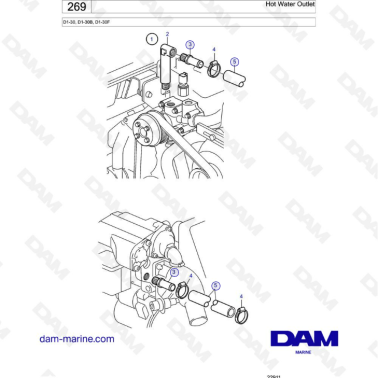 Volvo Penta D1-30/D1-30B/D1-30F - Hot water outlet