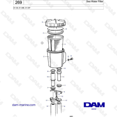 Volvo Penta D1-30/D1-30B/D1-30F - Sea water filter