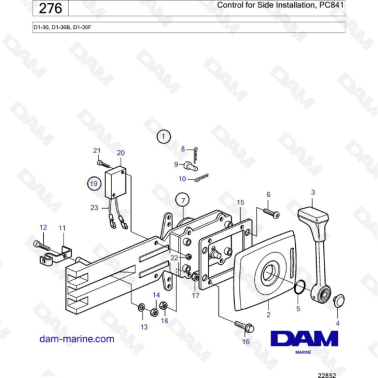 Volvo Penta D1-30/D1-30B/D1-30F - Control for side installation, PC841