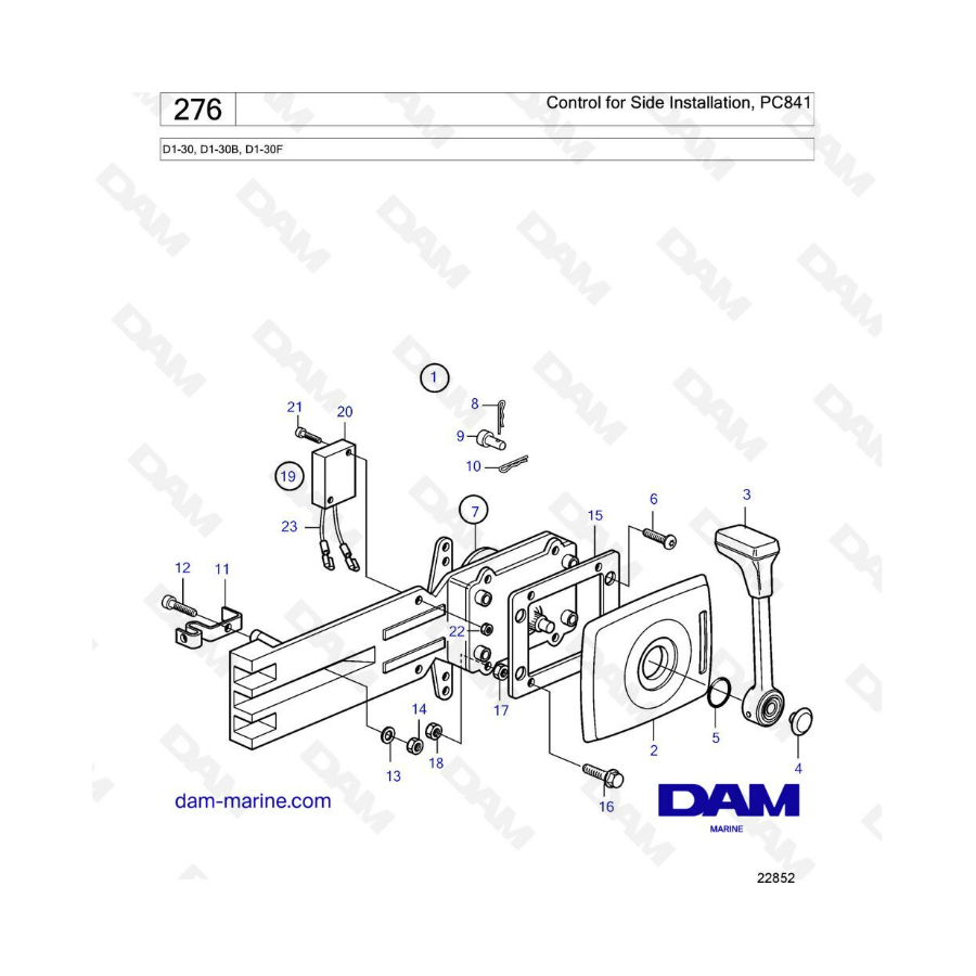 Volvo Penta D1-30/D1-30B/D1-30F - Control para instalación lateral, PC841 