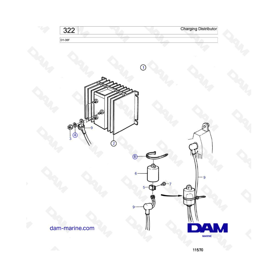 Volvo Penta D1-30F - Charging distributor