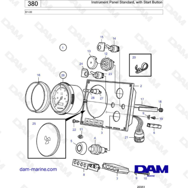 Volvo Penta D1-30 - Instrument panel standard with start button