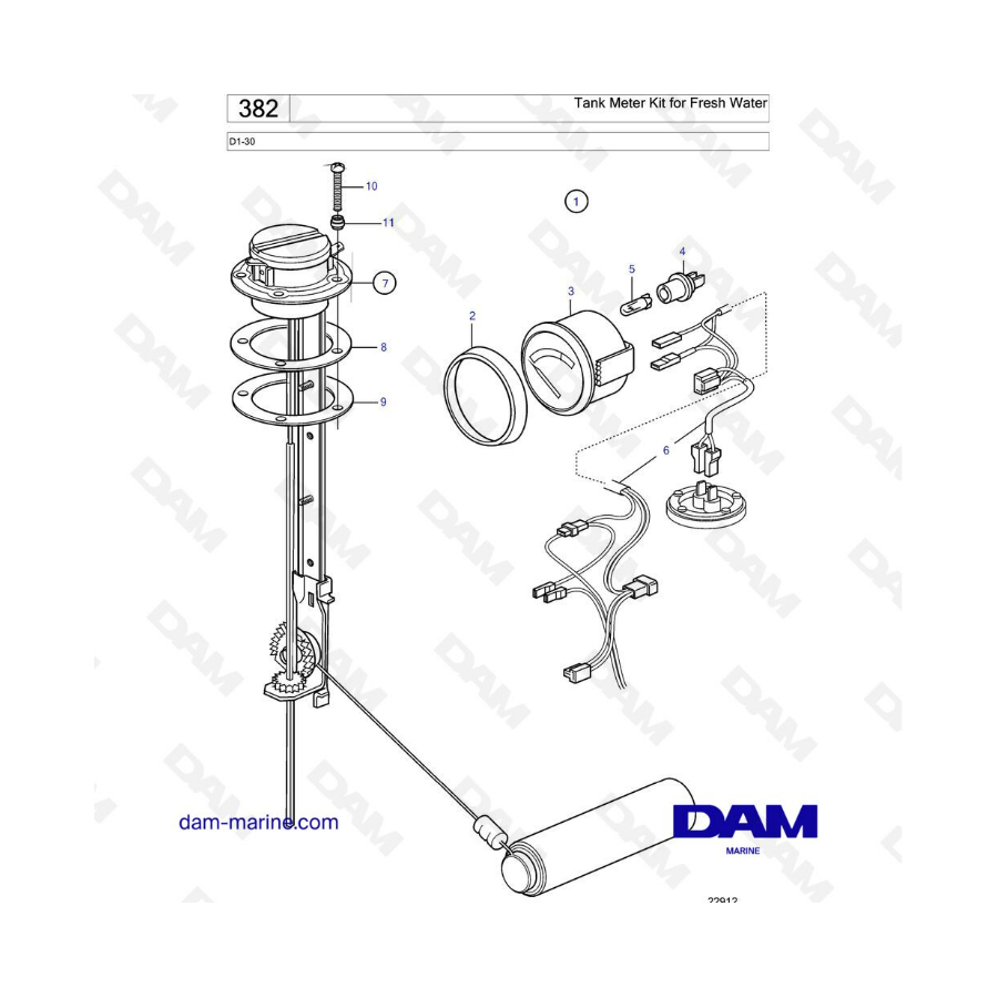 Volvo Penta D1-30 - Tank meter kit for fresh water